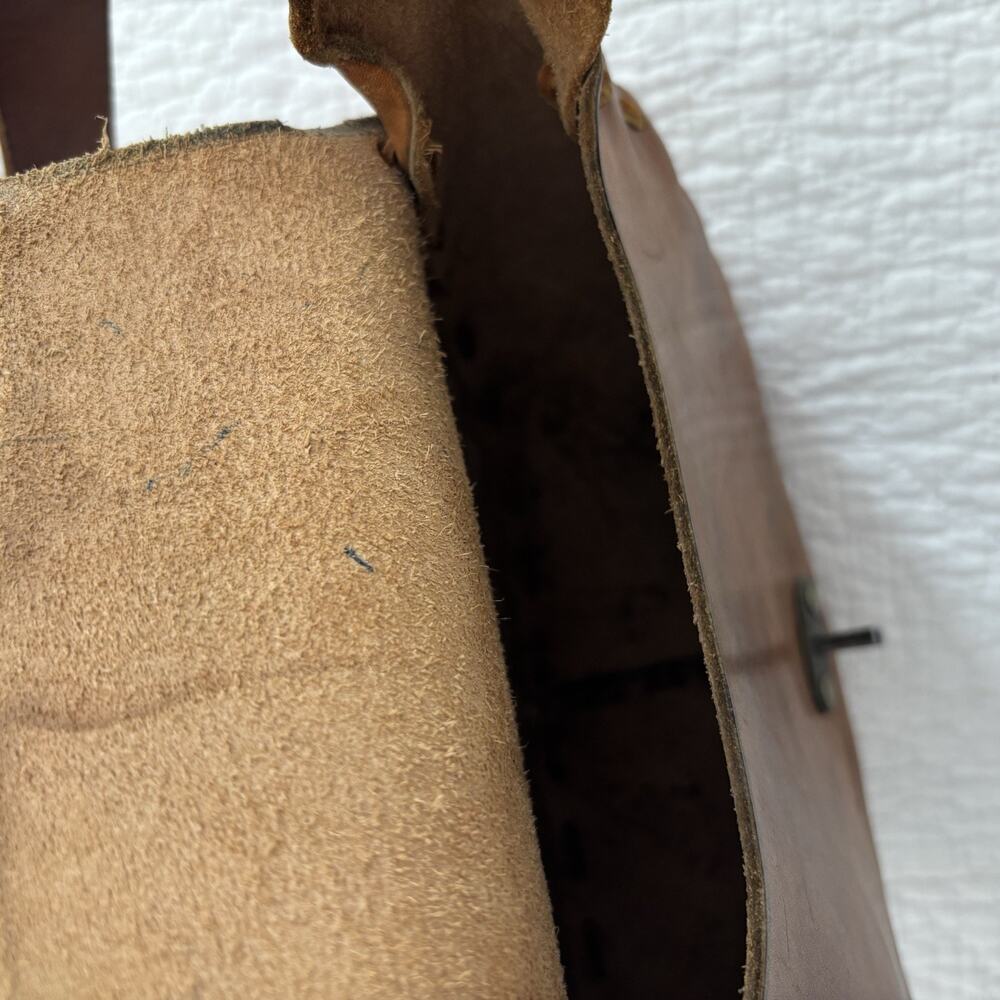 VTG Hand Tooled Painted Flowers Brown Leather Saddle Bag Boho Hippie - Picture 4 of 15
